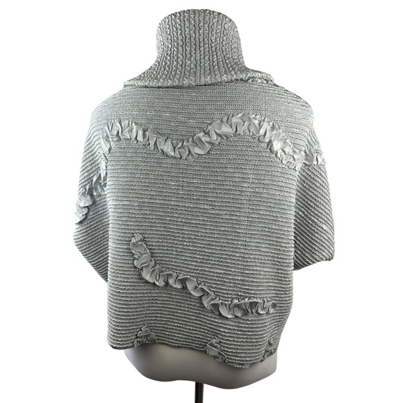 Candiss Cole Art-To-Wear Jacket Silver Crinkle Open Front One Size Quiet Luxury - Picture 8 of 16